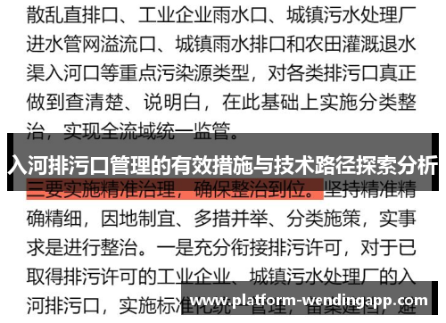 入河排污口管理的有效措施与技术路径探索分析