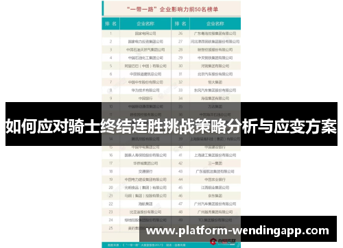 如何应对骑士终结连胜挑战策略分析与应变方案