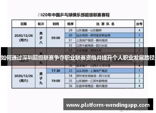如何通过深圳超级联赛争夺职业联赛资格并提升个人职业发展路径